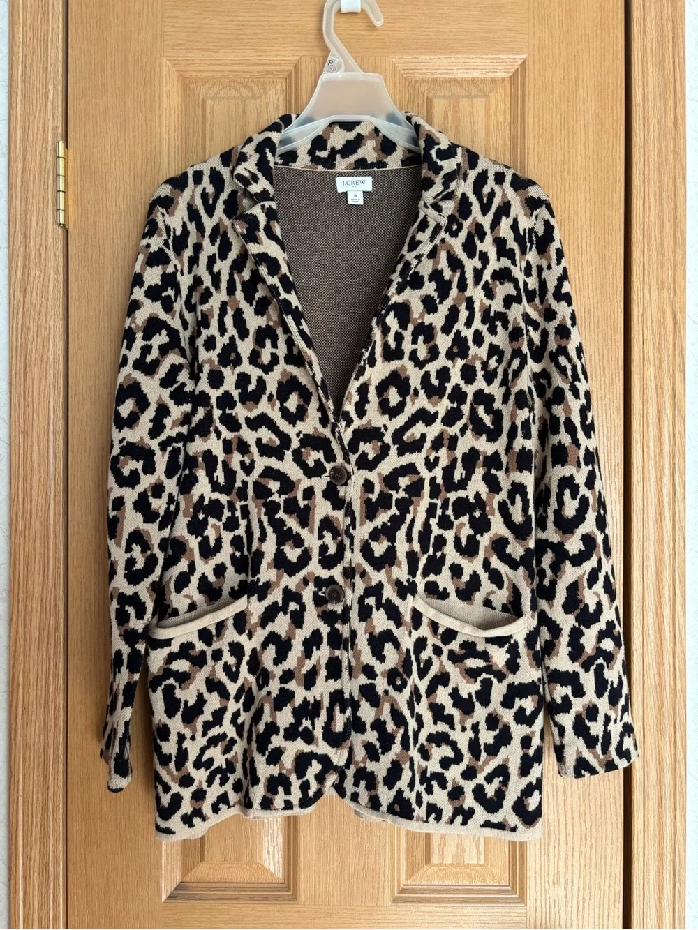 J. Crew Leopard Print Teddy Jacket in Beige and Black
